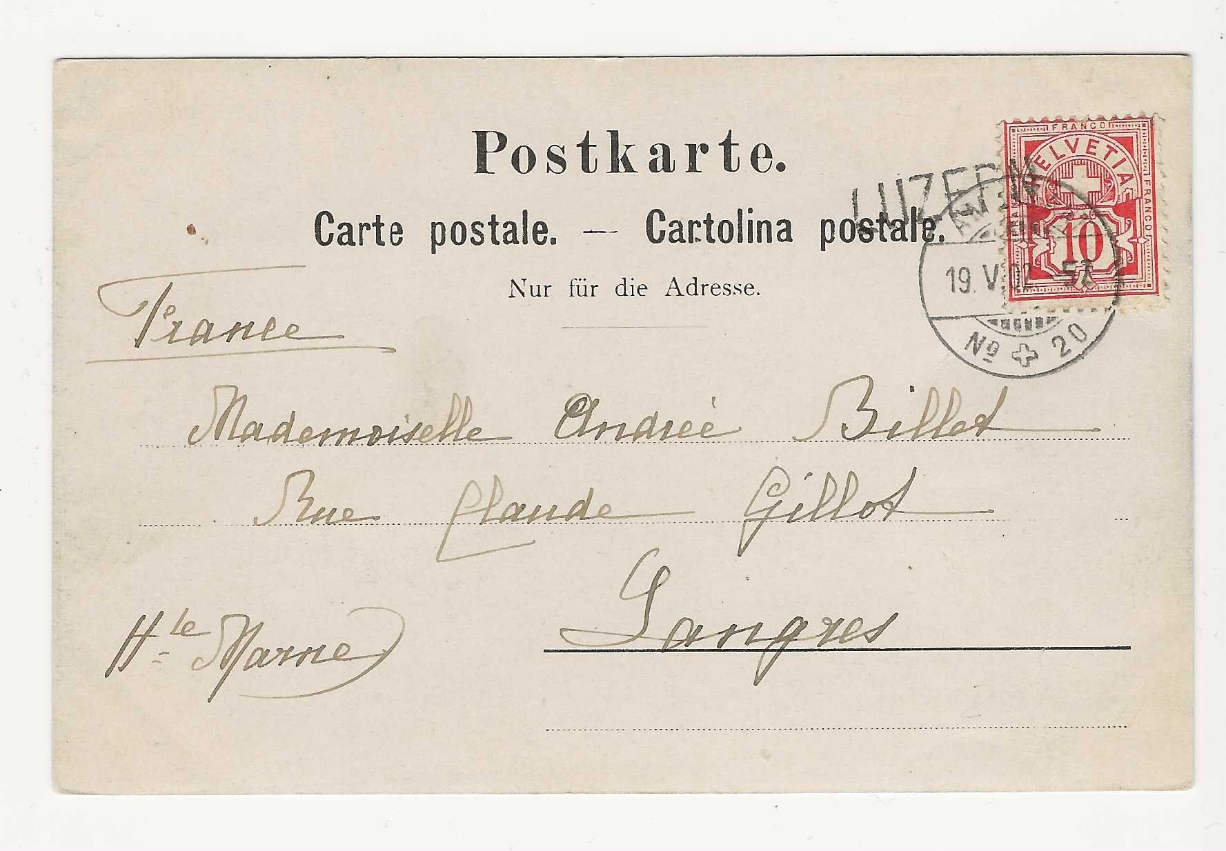 Cartoline postali: LUZER.  Kappelbrücke   1902 – Usato da Küttigen venduto da rolypo 1