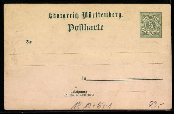 Cancelleria postale: Litho Stuttgart, Ausstellung 1896, Wappe – Usato da Berlin venduto da bartko-reher 1