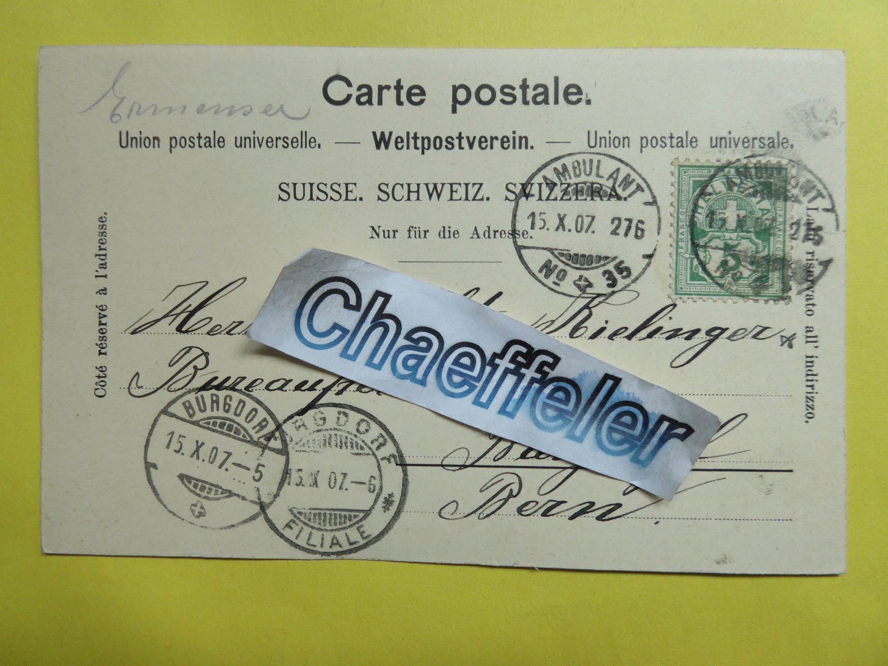 Cartoline postali: 1907 Der Schillerstein bei Brunnen – Usato da Zürich venduto da Chaeffeler 1