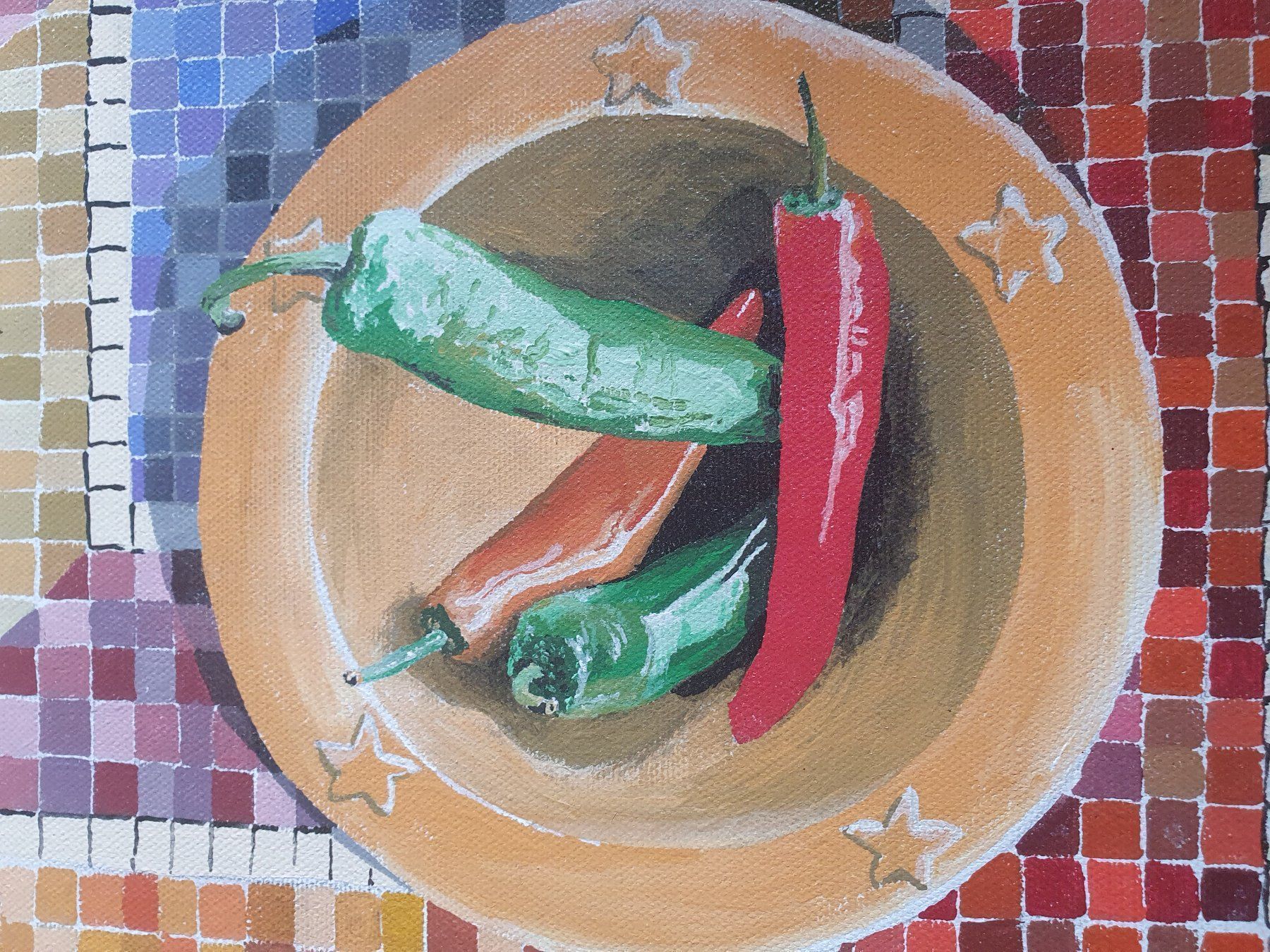 Dipinti: tableau Huile sur toile PIMENTS – Nuovo e nell'imballaggio originale da Thônex venduto da lacomtessedesfees 3