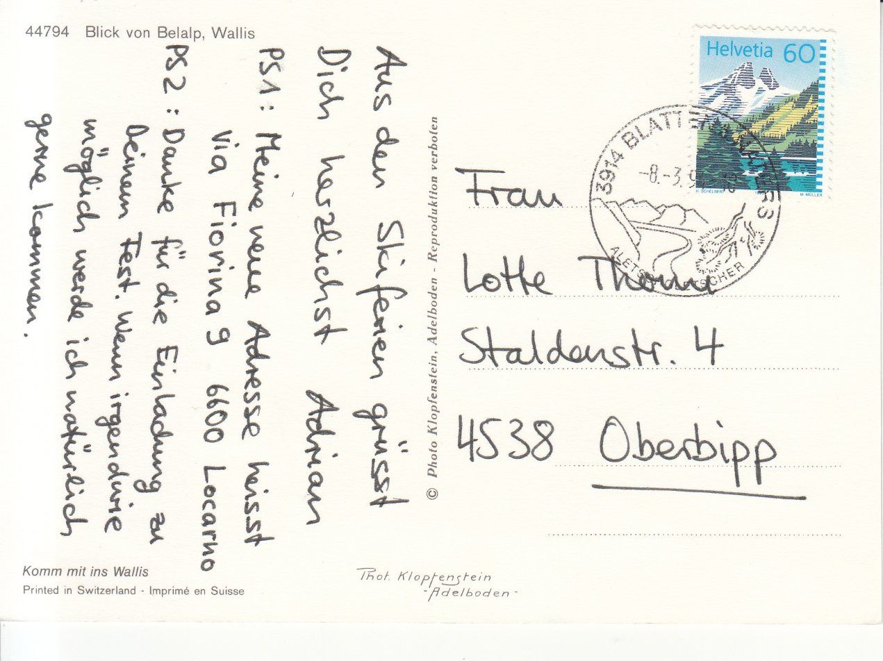 Cartoline postali: Belalp Panorama 1994 – Usato da Bürglen TG venduto da StampGraf 1
