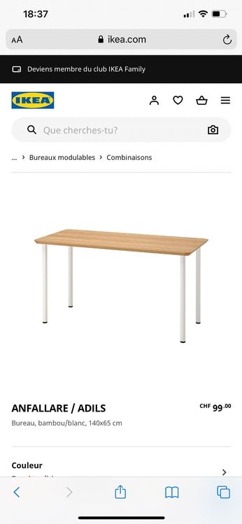 Table Modèle : IKEA ANFALLARE / ADILS | Kaufen auf Ricardo
