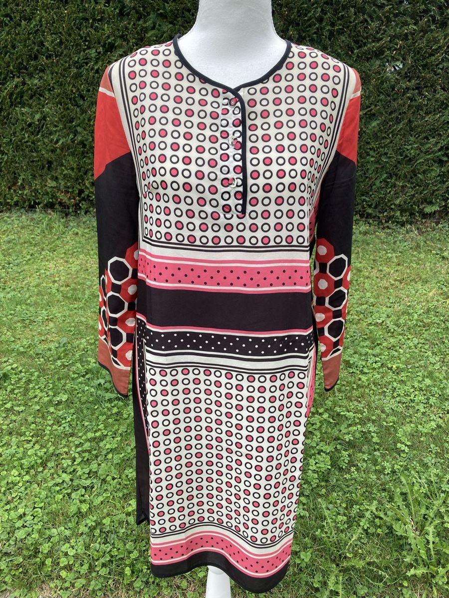 Vestiti: Retro Kleid bunt Punkte 100% Seide Grösse S/M – Usato da Thalwil venduto da helvetaki