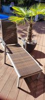 Liegestuhl / Sonnenliege aus Polyrattan mit Rollen