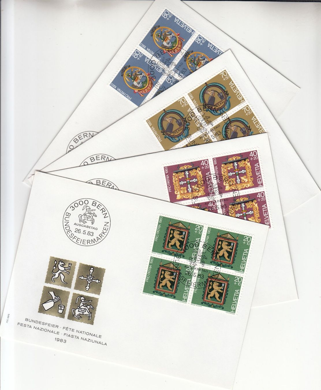Tutti i francobolli: SBK B198 - B201 im 4er-Block FDC – Usato da Bürglen TG venduto da StampGraf
