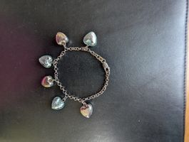Armband 925 Silber mit Herzanhängern, gebrauchter Zustand