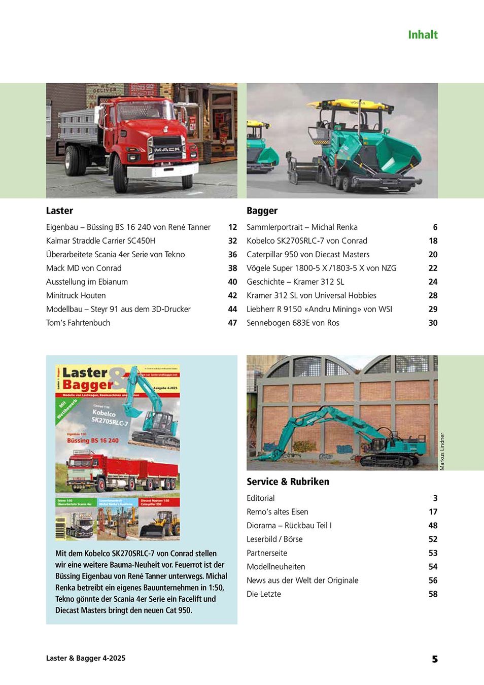 Riviste & Magazine: Laster & Bagger 4-2025 – Nuovo e nell'imballaggio originale da Urtenen-Schönbühl venduto da BAGGERMODELLE 1