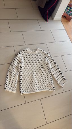 Damen Pullover grob gestrickt weiss schwarz gebraucht