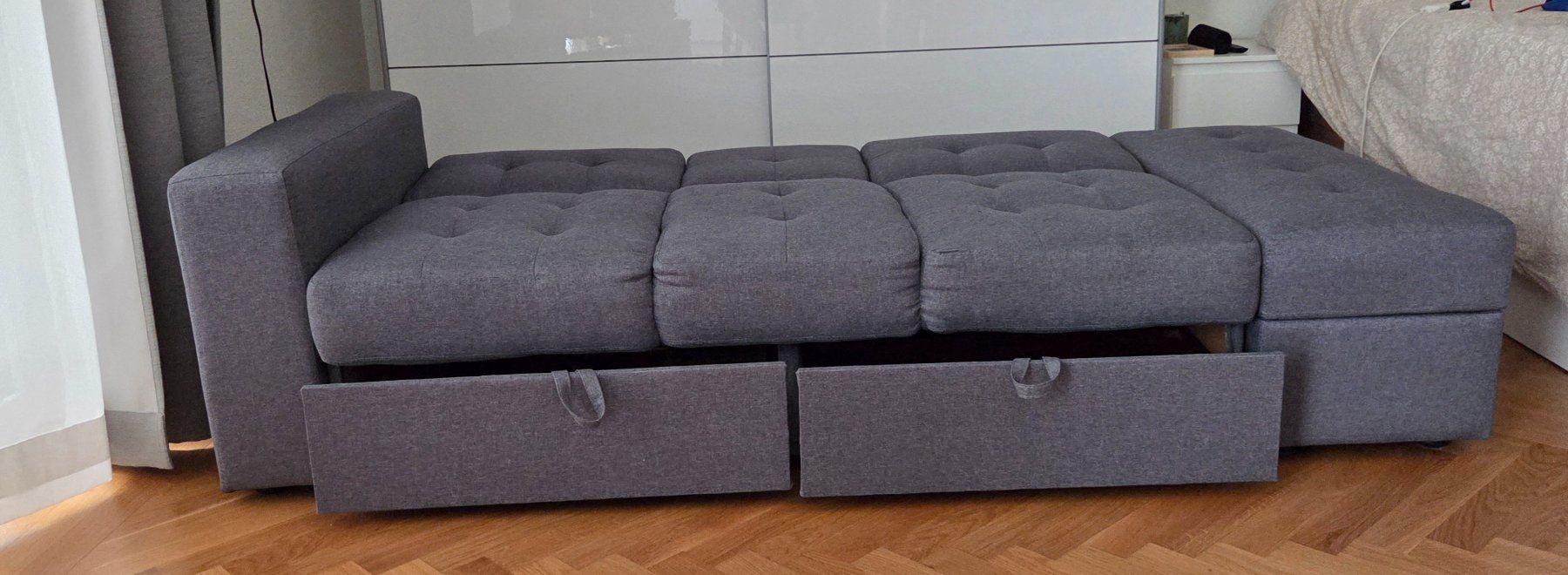 Divani: Schlafsofa grau mit Bettkasten und Ottomane – Usato da Horgen venduto da qui_c8w2 3