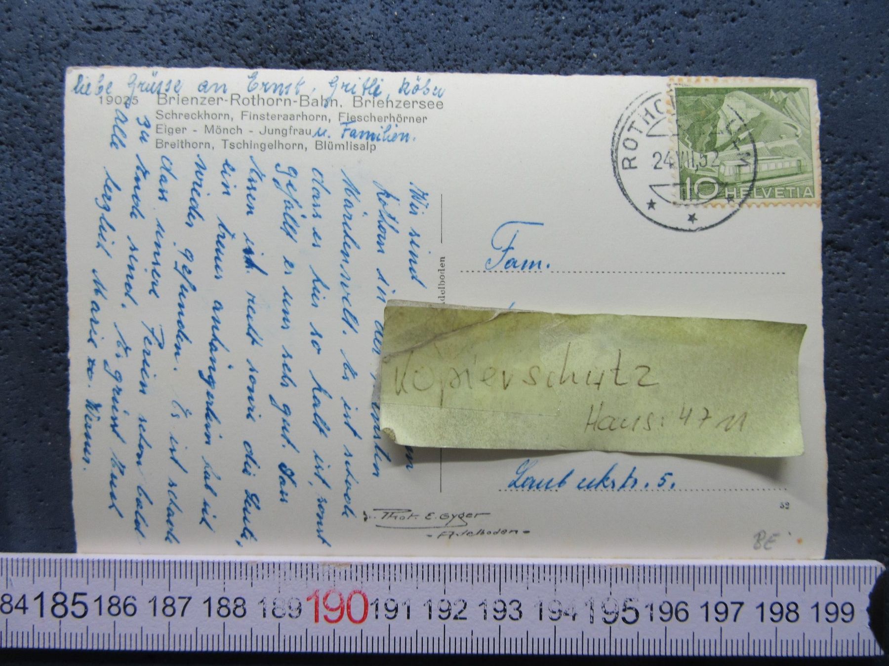Cartoline postali: BRIENZER ROTHORN DAMPF-BAHN BELEBT 1952 BEO AK – Usato da Ettingen venduto da Hausi4711 1