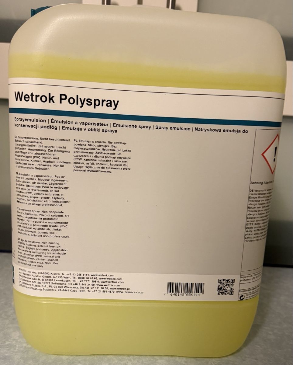 Wetrok Prodotti per la cura: Wetrok Polyspray Sprayemulsion, 10l – Nuovo e nell'imballaggio originale da Urdorf venduto da Bailey72