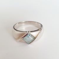 Silber Ring 925er mit blauem Stein Grösse 19.4 mm 