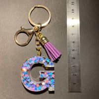 NEU: Schlüsselanhänger Buchstabe G lila glitzer keychain