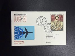 Swissair Erstflugbrief Nizza - Genf 1967
