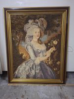 Wandteppich, Gobelin, gerahmt, Motiv Dame, Vintage-Stil