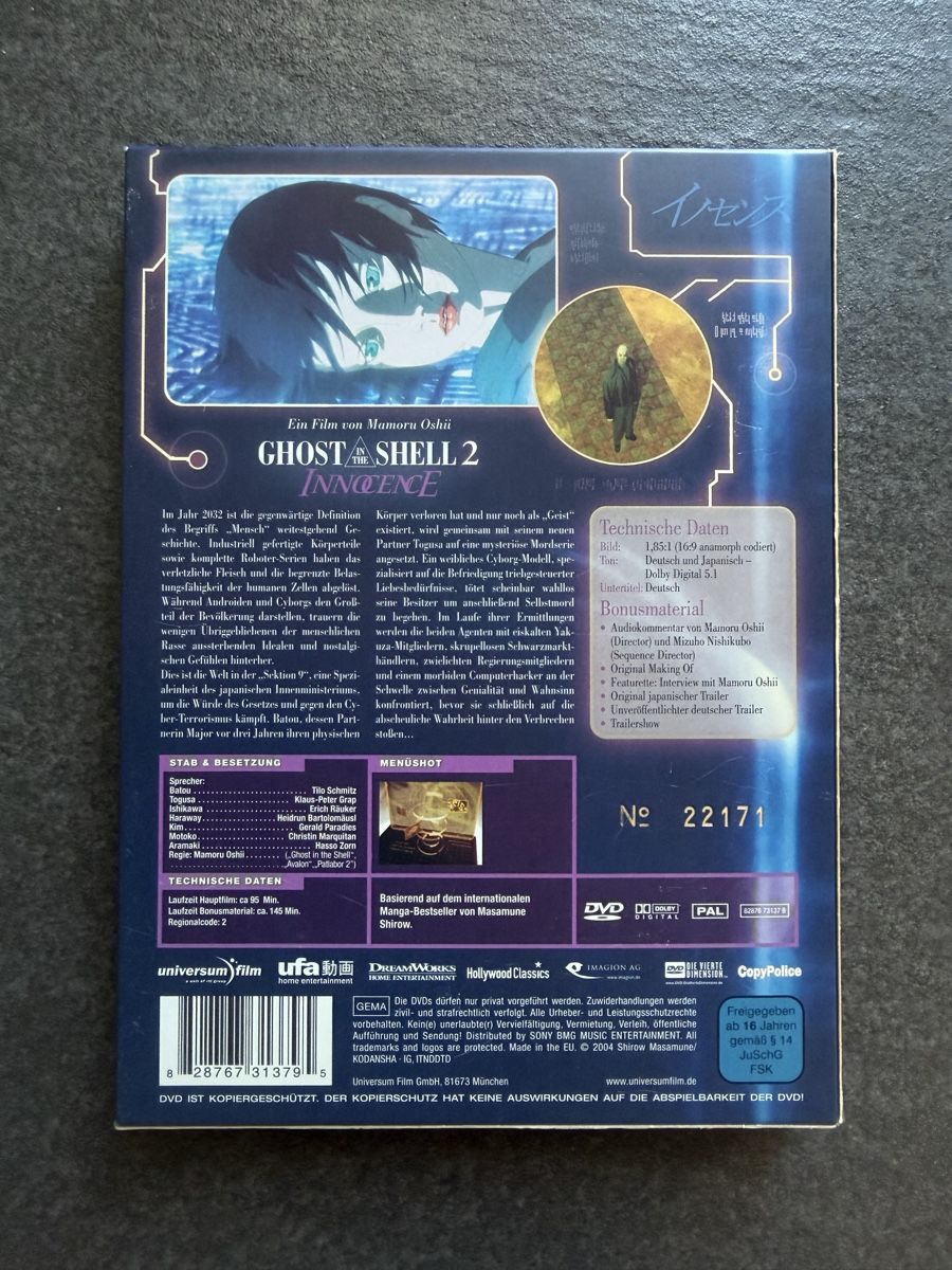 Tutti i DVDs: Ghost in the Shell 2 Innocence DVD Deutsch – Usato da Zürich venduto da cENS0R 1