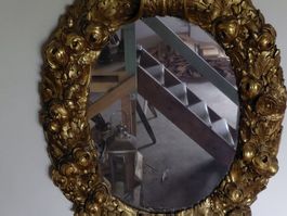 Oval Spiegel mit floralem Goldrahmen guter Zustand