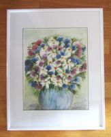 Blumen Aquarell Gemälde, sommerliche Farben im weissen Ra...