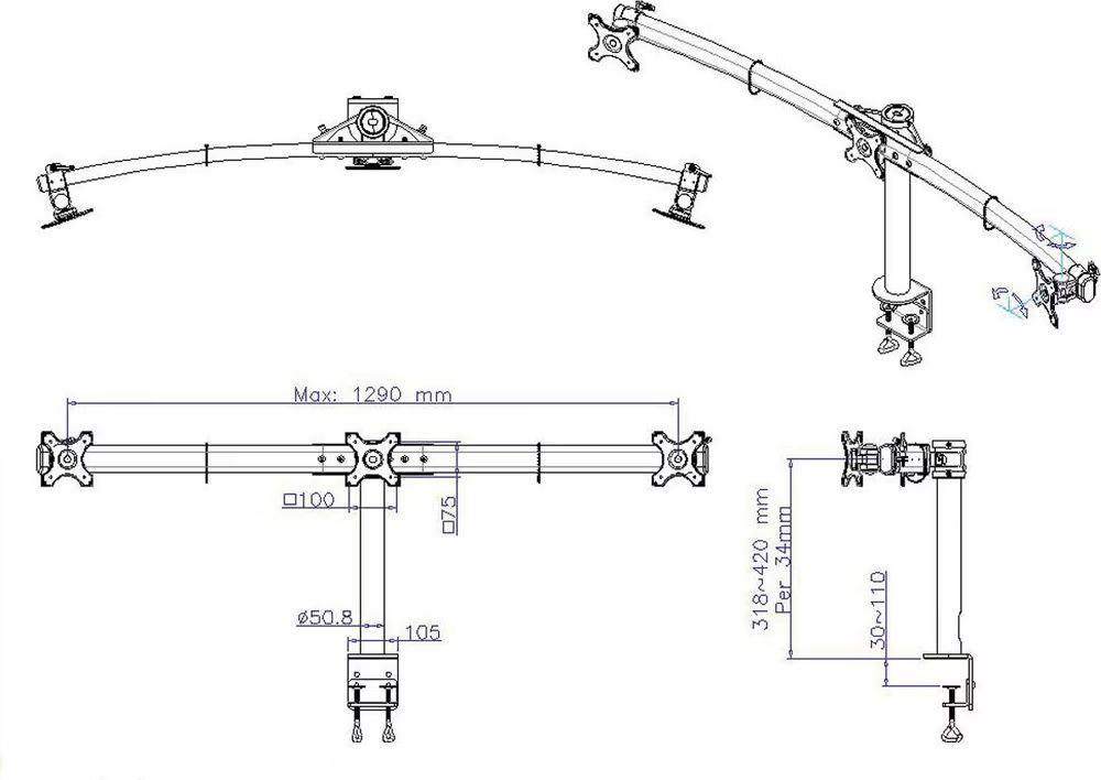 Staffa per monitor: Value Triple LCD Arm for 27" monitors, 24 kg capacity – Nuovo (secondo la descrizione) da Tagelswangen venduto da SpicyChicken 4