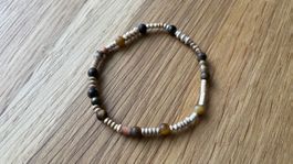 Schickes Perlenarmband, Braun-Beige Töne, Unisex / handmade