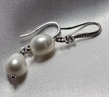 Klassische Ohrringe mit echen Perlen 8.5 mm, 925 versilbert