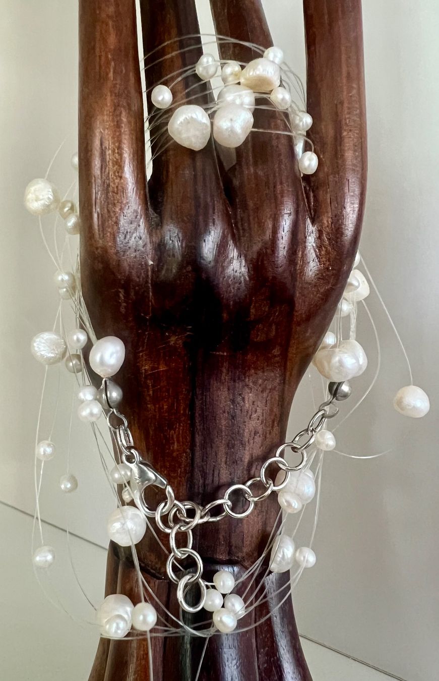 Catenine: Perlenschleier - Vintage Kette mit Süsswasserperlen & Silber – Usato da Ruswil venduto da artbyhand 4