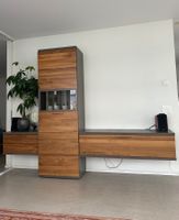 Wohnwand Holzoptik dunkelgrau gebraucht guter Zustand