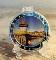 versilberte Medaille Luzern Kapellbrücke Schweiz