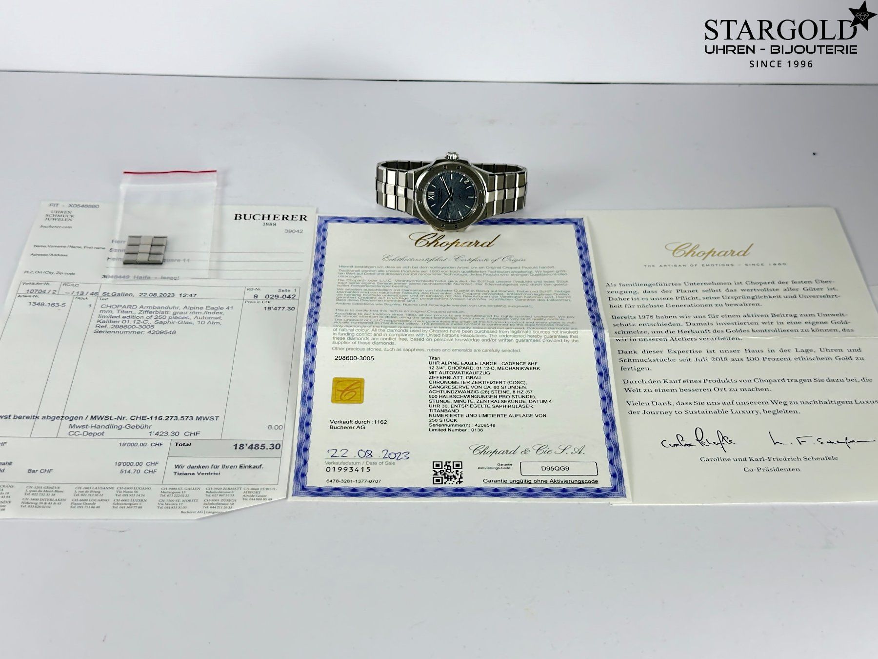 Chopard Orologi: Chopard Alpine Eagle Cadence 8HF Limited Edition -  298600 – Usato da Zürich venduto da Stargold-Uhren 8