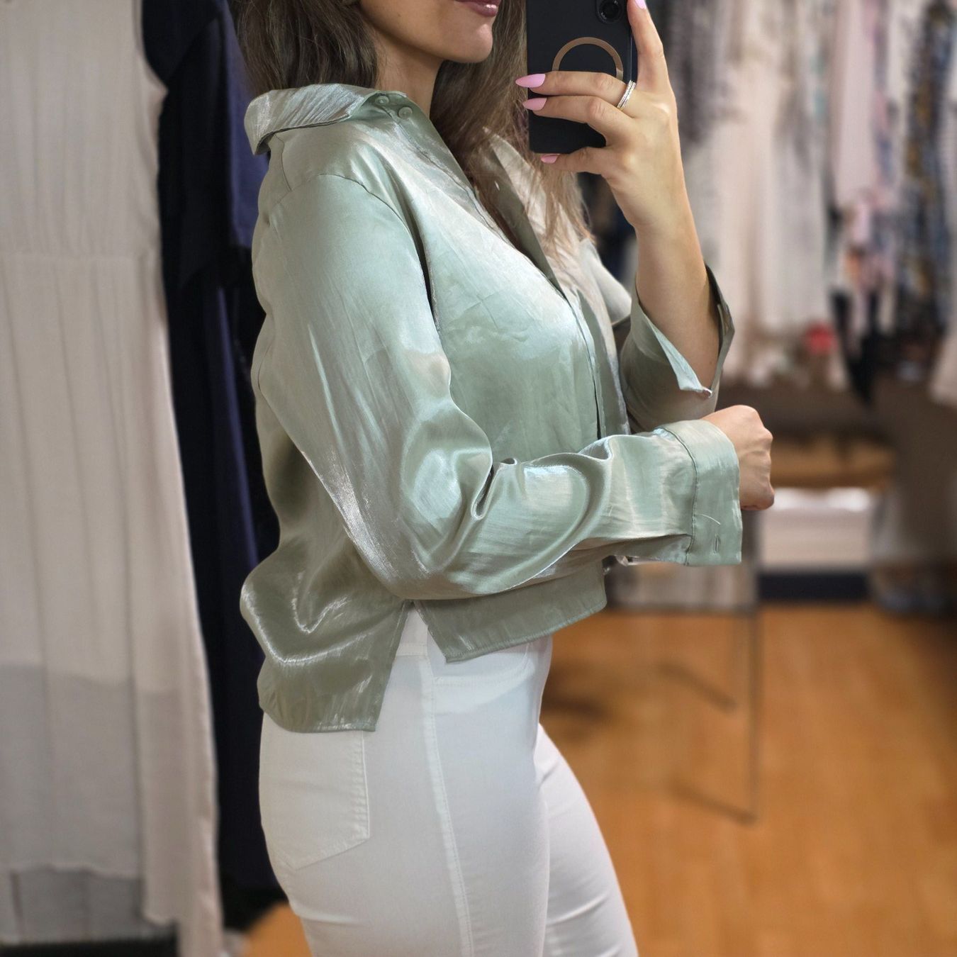 C&A Camicette: Vintage Style C&A Bluse mit Silberfäden, M – Usato da Wald ZH venduto da CapLux 2