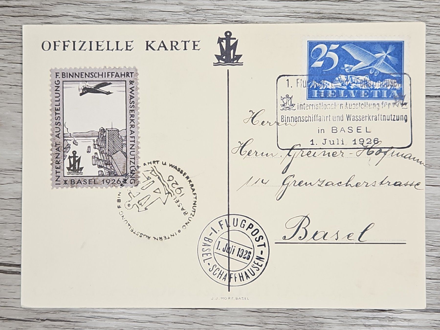 Tutti i francobolli: CL22 Carte Postale + Timbre Suisse 1926 – Usato da Cousset venduto da Patrick_Collections