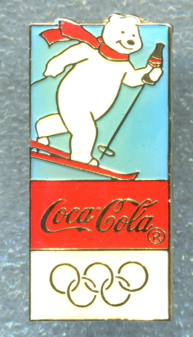 Coca-Cola Plaketten & Abzeichen: Coca Cola Eisbär  Skilanglauf – Gebraucht aus Winterthur von Sammleroase