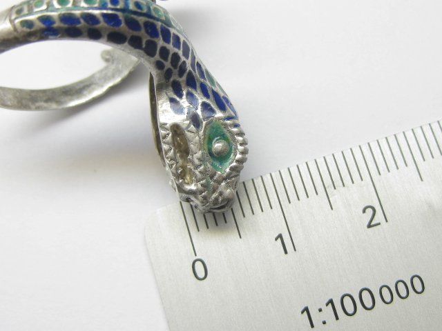 Anelli: Vintage Ring Silber 925 Schlange Emaille blau Gr. 58 – Usato da Ermatingen venduto da Decovin 4