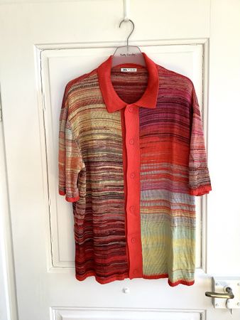 Poloshirt/ Cardigan gestrickt  Zara Viscose-Seide L/XL Neu