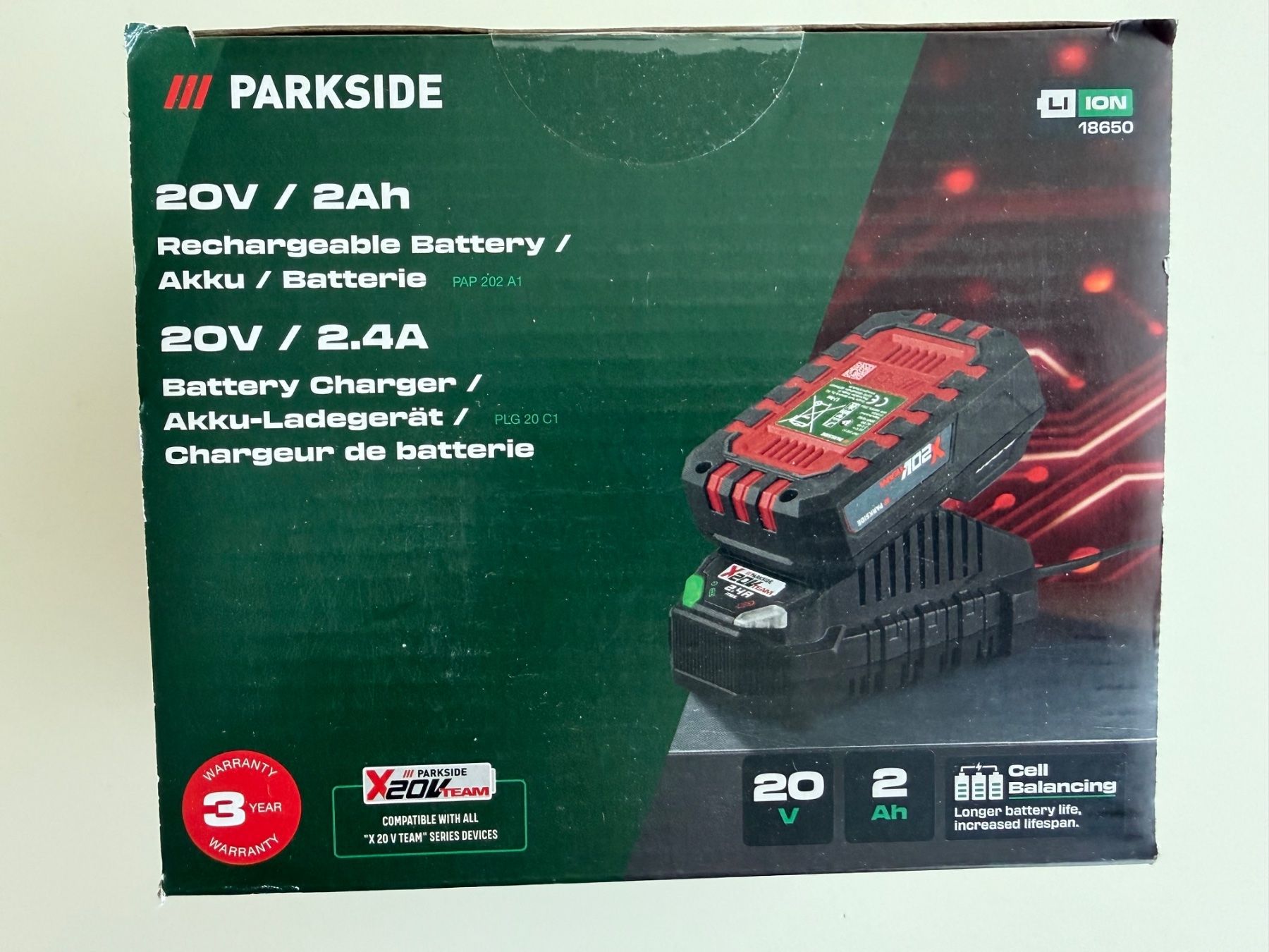Parkside Akkus & Batterien: Parkside batterie 20V / 2Ah + chargeur – Neu und originalverpackt aus St-Gingolph von GoldenKeys