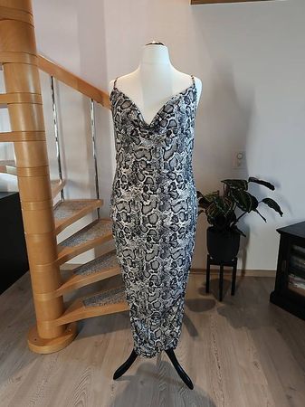 CLUB L LONDON Kleid Snakeprint 48 XXL schwarz weiss