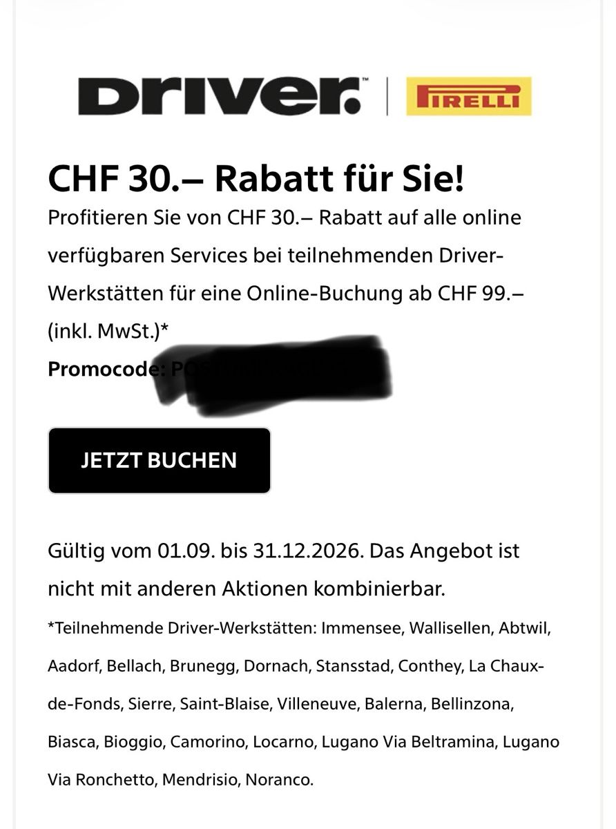 Buoni: 30.- Gutschein Driver-Werkstätten – Nuovo e nell'imballaggio originale da Staldenried venduto da abrigger
