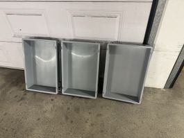 3 graue Kunststoffboxen Lagerboxen Aufbewahrungsboxen 3 Stk