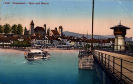 Rapperswil - Quai und Damm. Dampfschiff