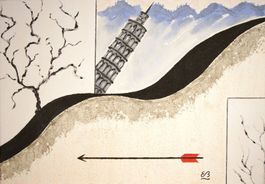Surreales Gemälde: Schiefer Turm I
