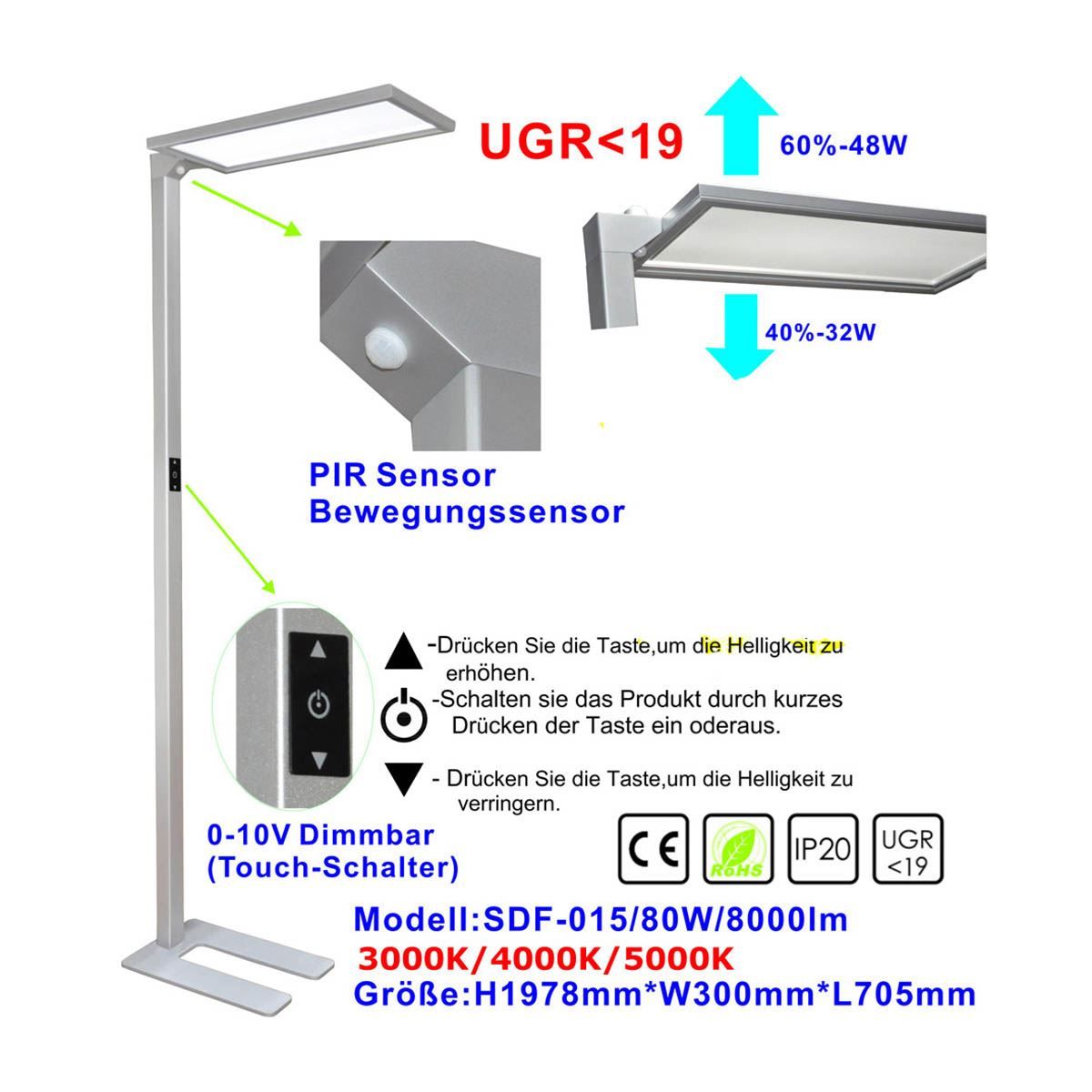 Lampen: LED Büro Stehleuchte, Silber, 197 cm – Neu (gemäss Beschreibung) aus Kreuzlingen von Smart-Light 7