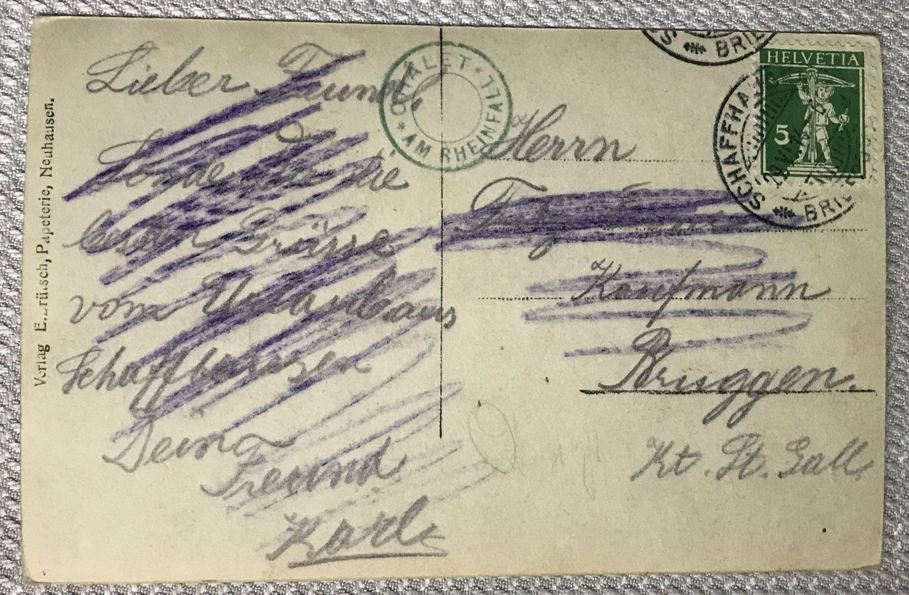 Cartoline postali: ANSICHTSKARTE RHEINFALL MIT EISENBAHN – Usato da Ostermundigen venduto da wini63 2