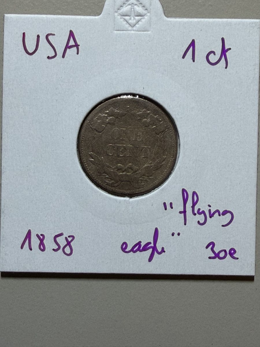 Alle Münzen: USA - 1 cent - 1858 Flying Eagle – Gebraucht aus Payerne von Mike1682