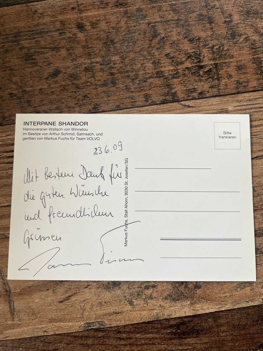 Autografi: Autogramm von Markus Fuchs, Springreiten, von 2009 – Usato da Widnau venduto da Spetz 1