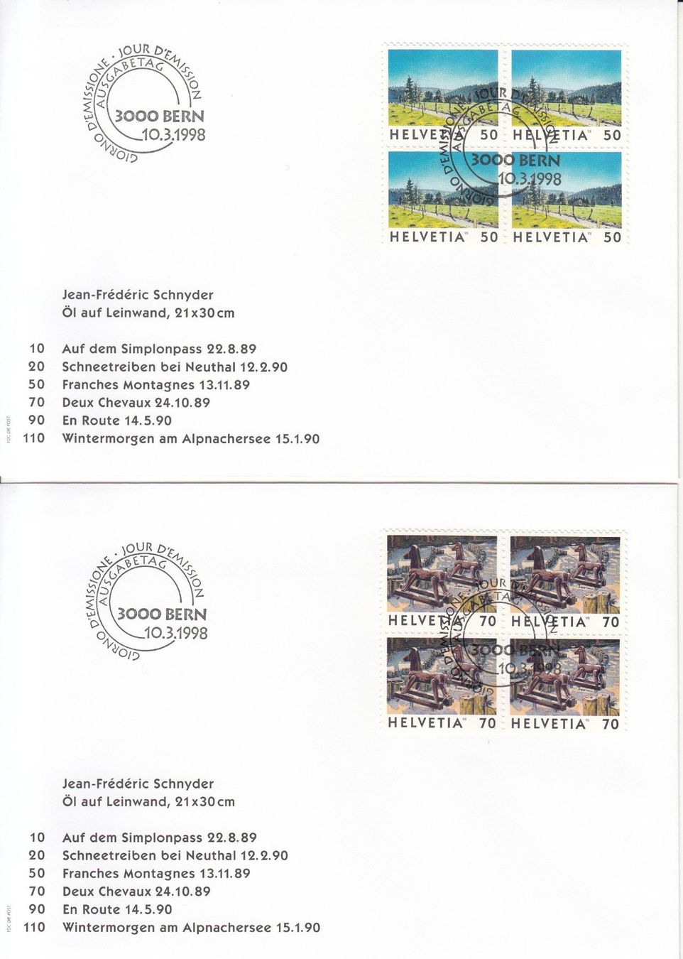 Tutti i francobolli: SBK 943 - 951 im 4er-Block FDC – Usato da Bürglen TG venduto da StampGraf 2
