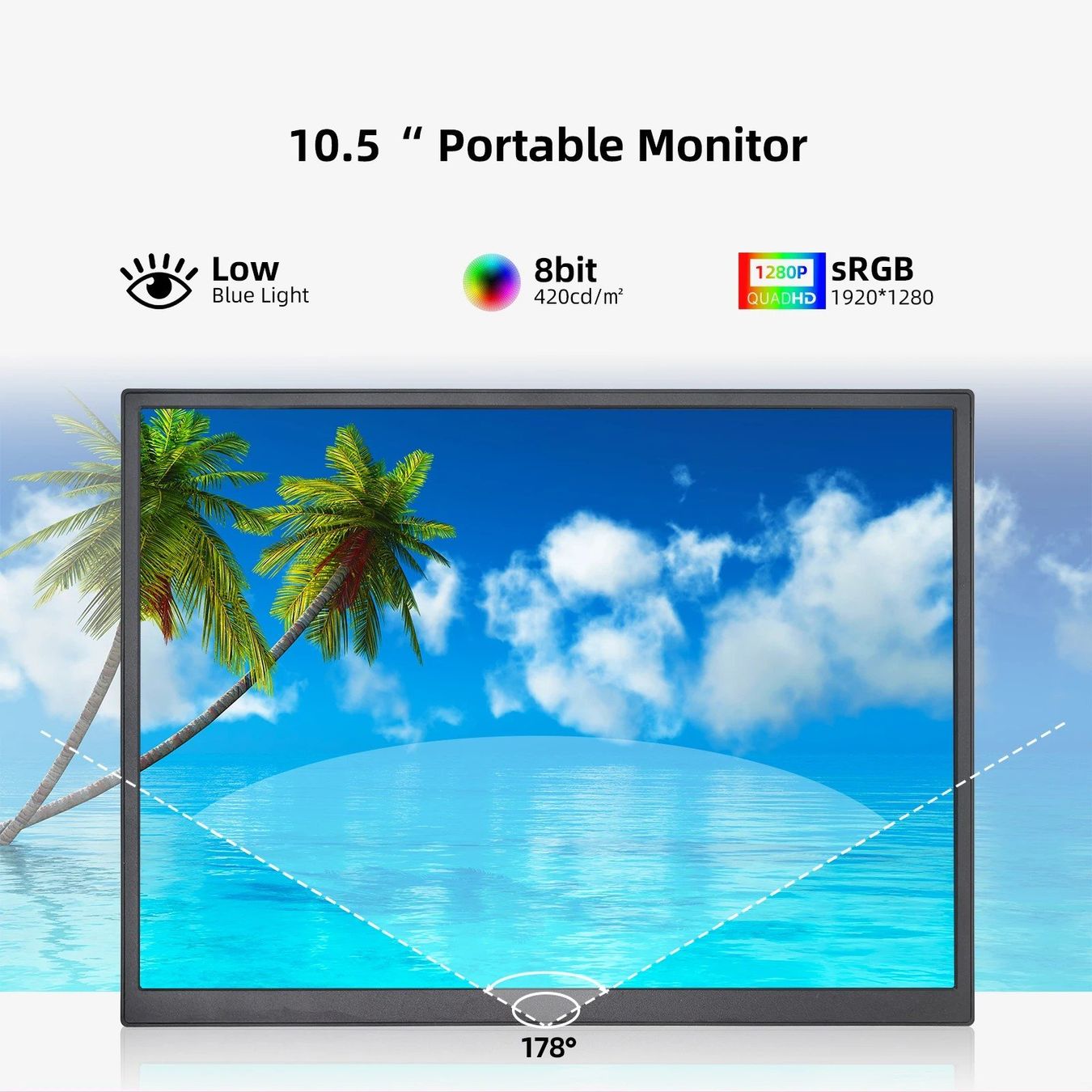 Monitor tragbar 10.5 Zoll 1920x1280 1280p USB-C Mini HDMI PC (Neu und ...