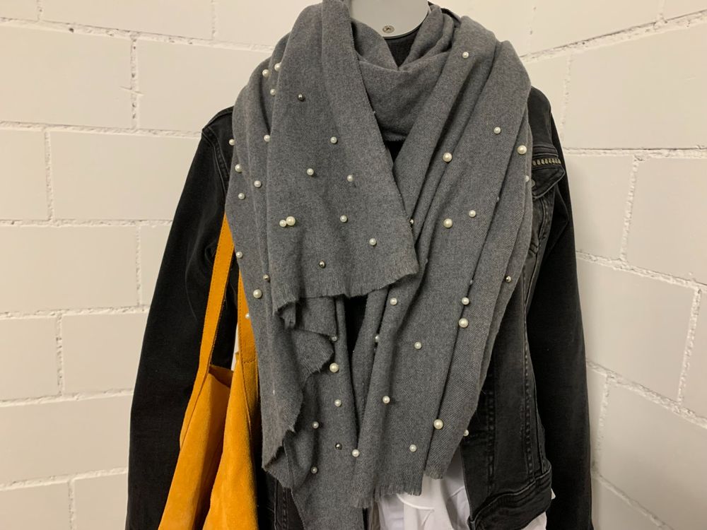 Premium Damen Strickschal Wollschal Mit Alpaka-Wolle Sterne Langer Winterschal Made In Italy Neverless  12228 - Foto 3