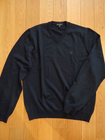 Herren Pullover Merino Wolle Dunkelblau Gr. XL