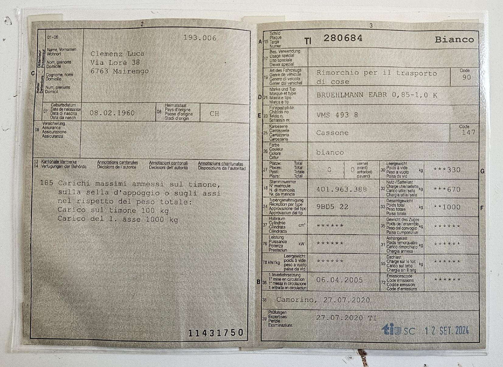 Rimorchi: rimorchio Brühlmann – Usato da Mairengo venduto da gippo 1