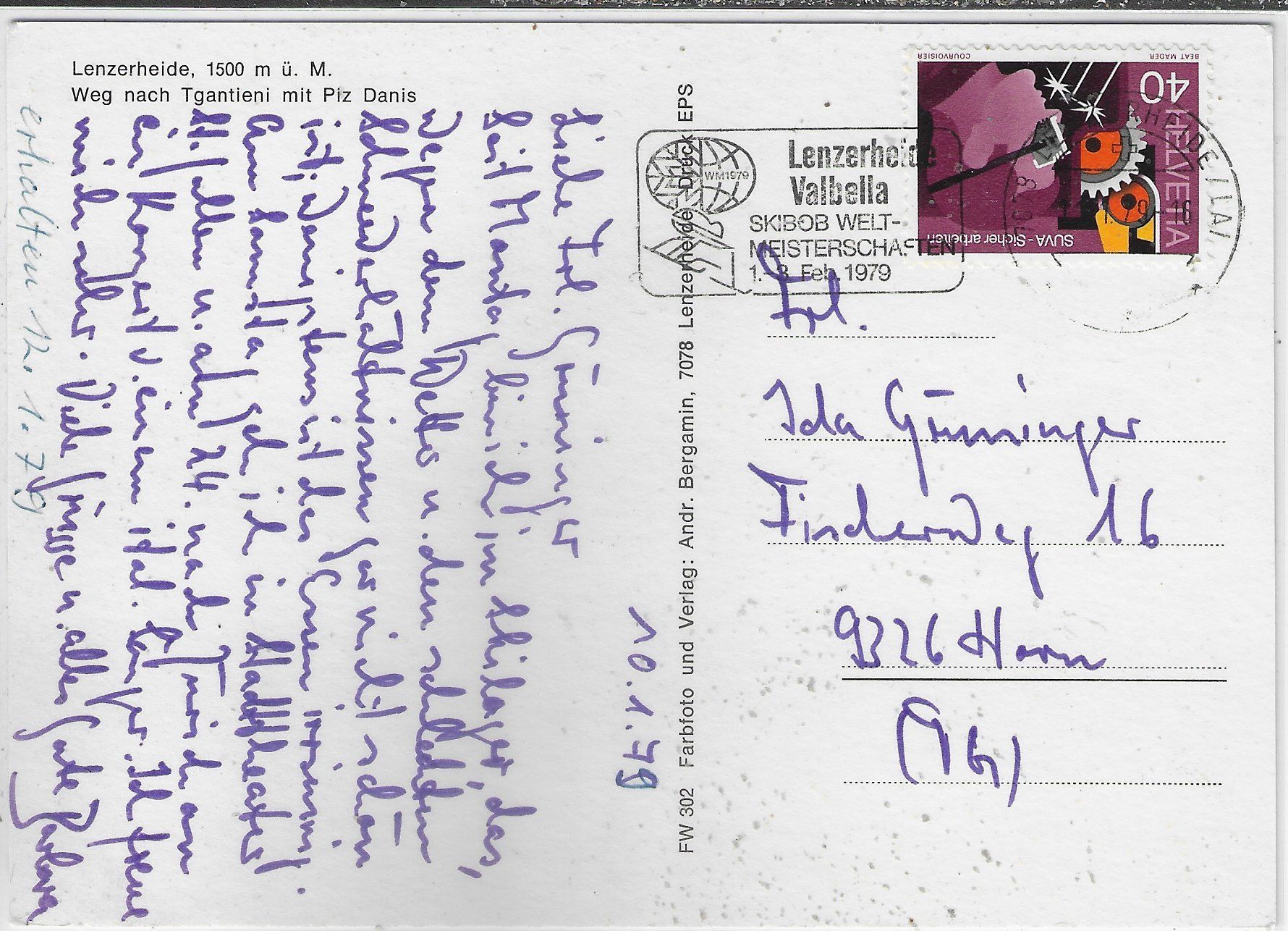 Cartoline postali: Lenzerheide Weg nach Tgantieni – Usato da Ettingen venduto da Kartenplanet 1